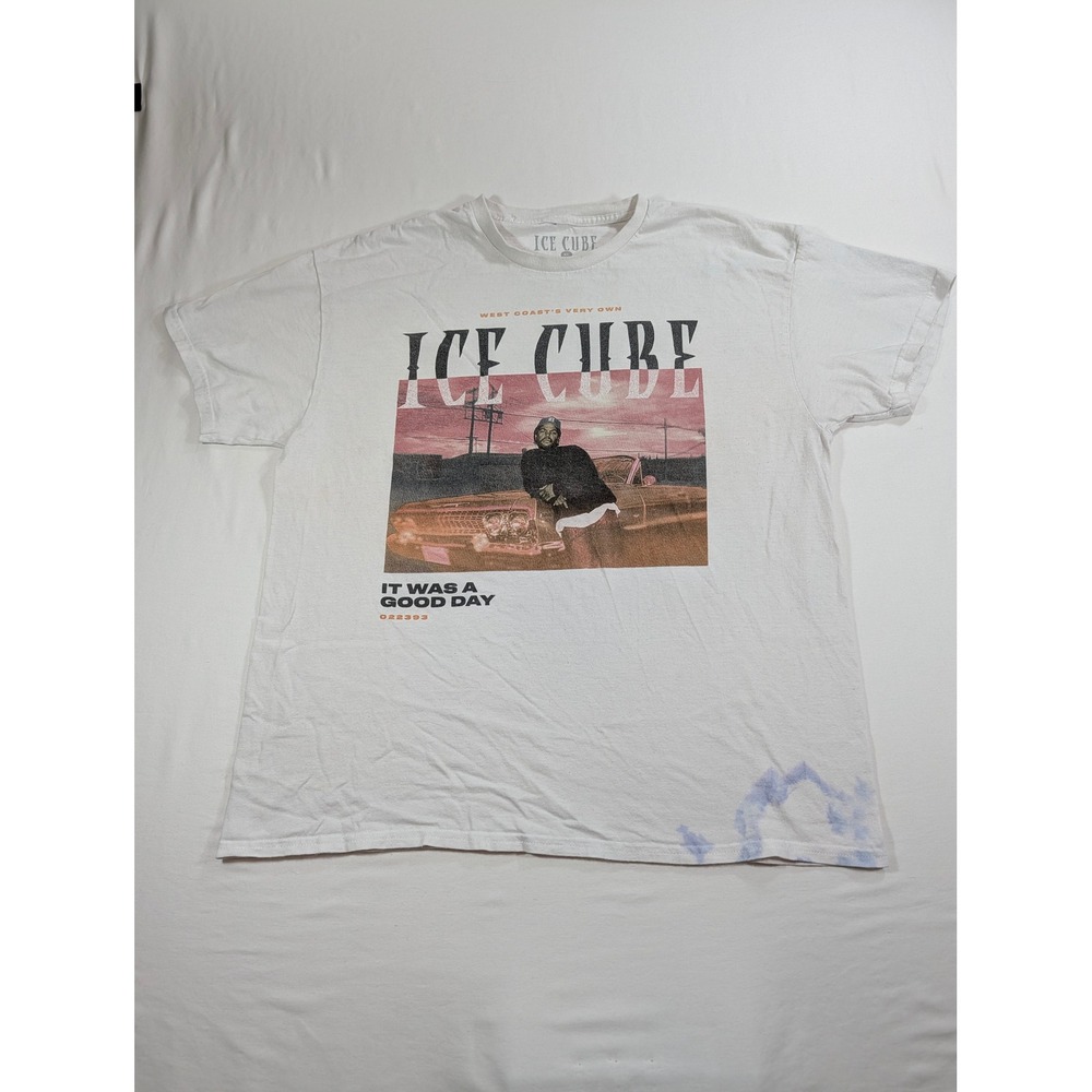 Ice Cube It Was A Good Day Graphic T-Shirt Mens XL White West Coast Hip Hop Tee